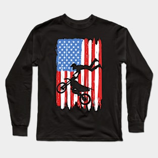 American Flag Motocross Graphic Long Sleeve T-Shirt